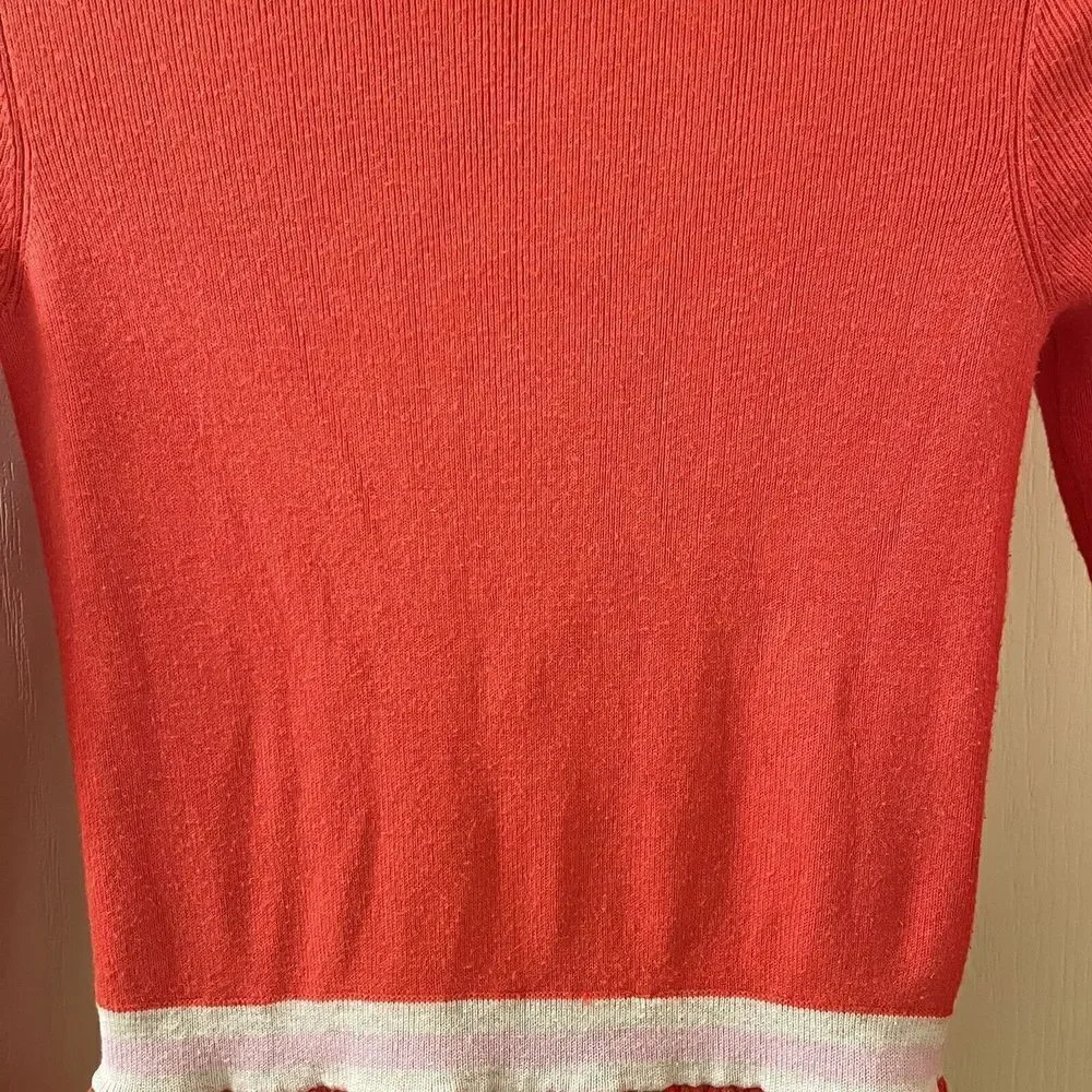 Mini Boden Long Sleeve Sweater Dress Striped Ruffle Neck Cuffs Girls Size 7-8